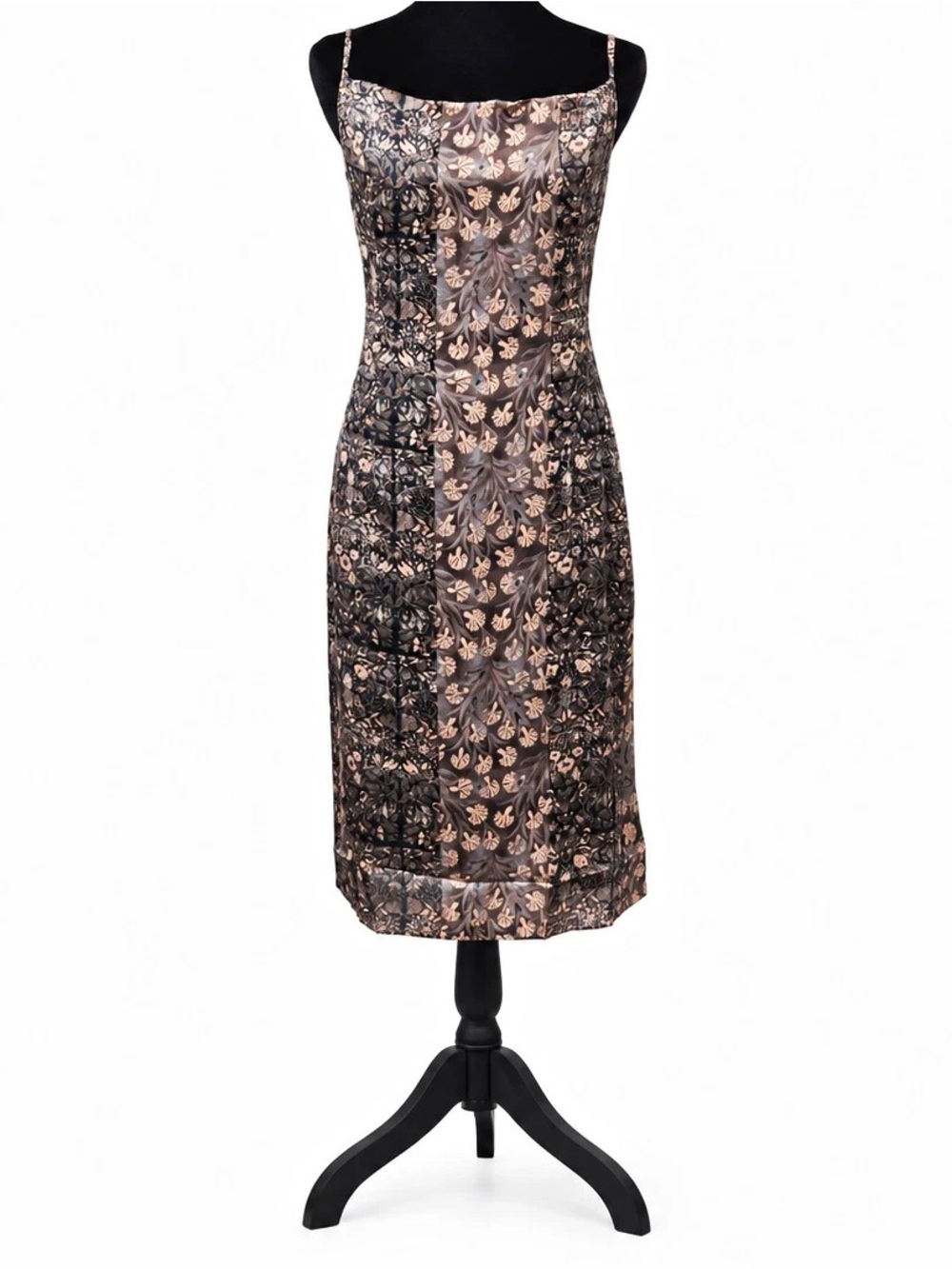 Mystree Black and Gray Floral Midi Slip Dress